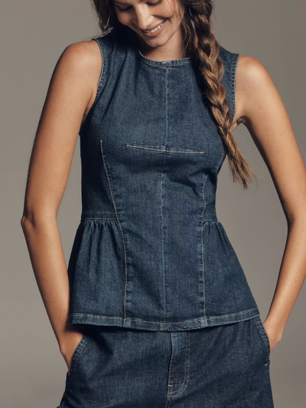Maeve Denim Peplum Sleeveless Top * NWOT